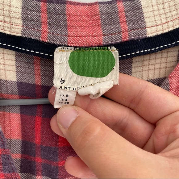 Anthropologie Medford Plaid Flannel Button-Up Top Size 4 - Picture 5 of 9